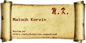 Maloch Korvin névjegykártya